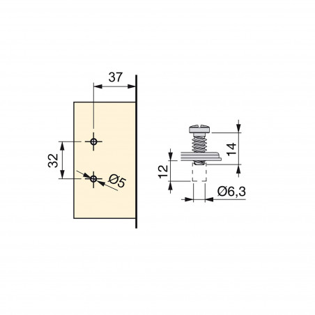 20 hinges X95 opening at 110° base EUROVIS