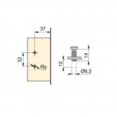 2 hinges X95 opening at 110° EUROVIS base