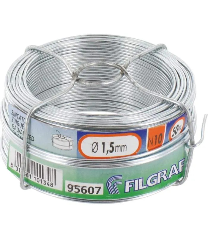 Alambre galvanizado, 1,5 mm, bobina de 50 m