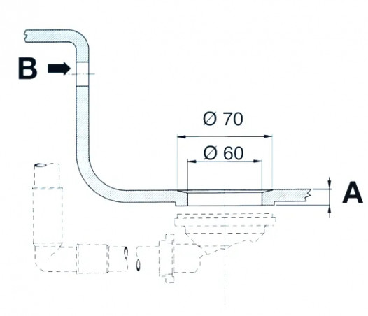 Tapón de fregadero automático con rebosadero rectangular y pulsador cromado