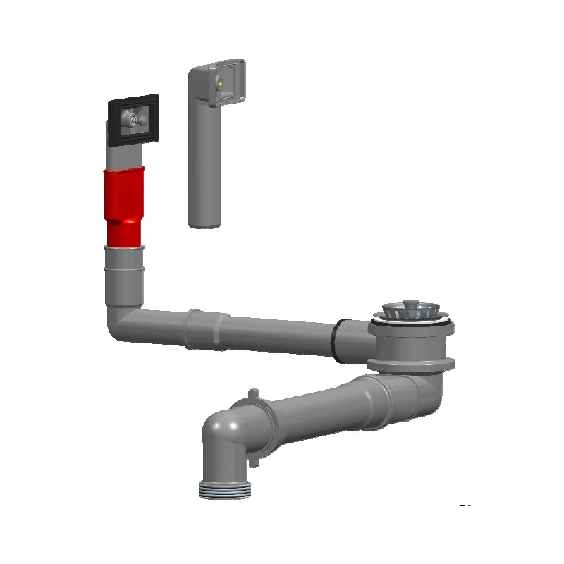 Colador de cesta que ahorra espacio para el fregadero con agujero de 60 mm, con rebosadero rectangular