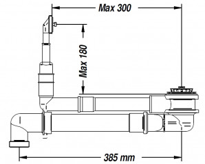 Colador de cesta que ahorra espacio para el fregadero con agujero de 60 mm, con rebosadero rectangular