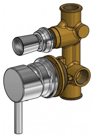 Chrome shower enclosure mixer with 2 functions