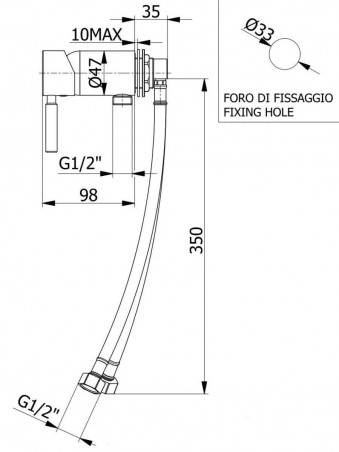 Mitigeur chromé pour cabine de douche 1 fonction