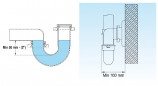 Platzsparender Stutzensiphon für 2-Beckenspülen, metallic-grau