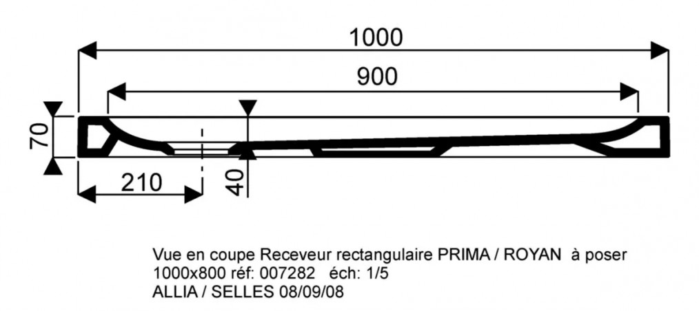 Receveur de douche blanc Olympic Plus : 120X70 cm