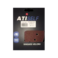 Disque velcro DSV diamètre 125mm, grain de 40, 8 trous, 5 pièces