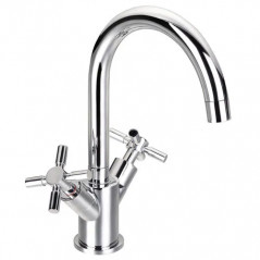 Tiffany Sink Mixer: Beccuccio girevole, nichel satinato