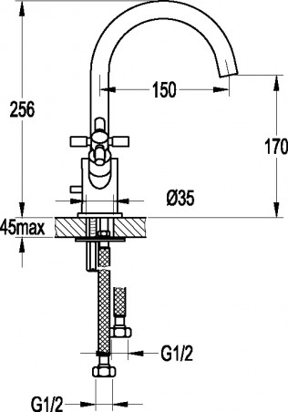 Tiffany Sink Mixer: Beccuccio girevole, nichel satinato