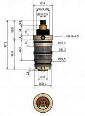 1/2 NC thermostatic cartridge with FASHIONTHERM handle