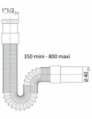 Dado di accoppiamento flessibile MODULOFLEX 40x49, maschio 40mm, da 380 a 800mm