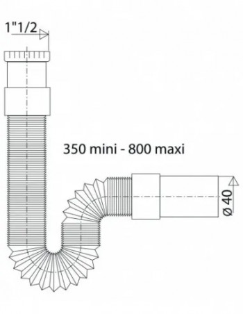 Flexible Verbindung MODULOFLEX Mutter 40x49, männlich 40mm, 380 bis 800mm