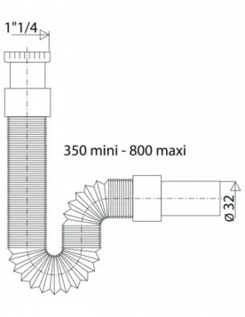 Acoplamiento flexible MODULOFLEX 33x42 tuerca, 32mm macho, 350 a 800mm