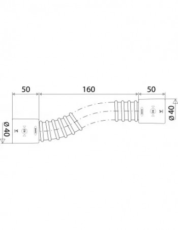 FITOFLEX 260mm reinforced flexible coupling, male 40mm, to be glued