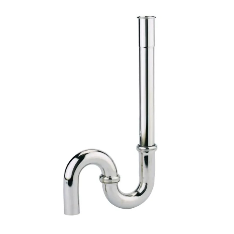 Siphon for washing machine, single, brass, chrome, 32mm, vertical