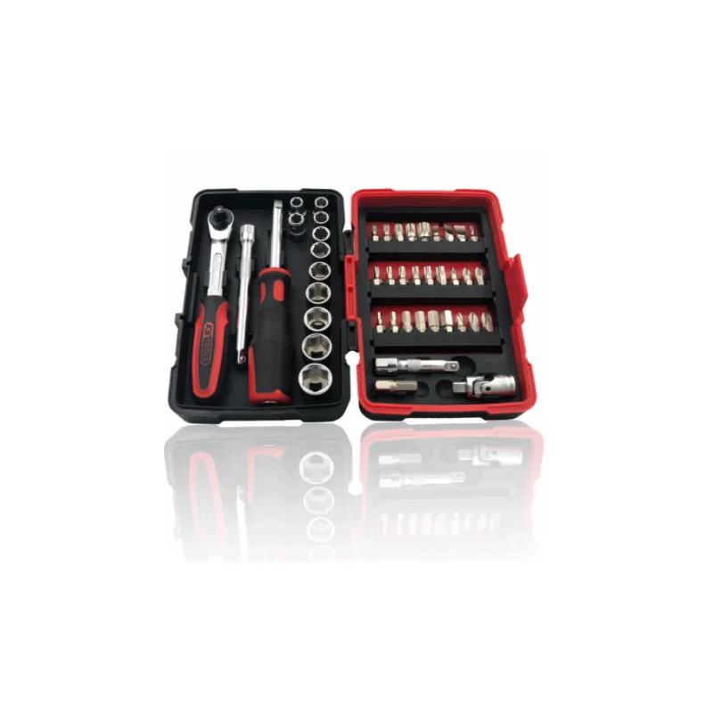 Ratchet sockets and ultimate accessories set 1/4", 44 pieces