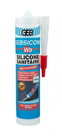 Cartouche silicone W3 280ml, à séchage rapide, transparent