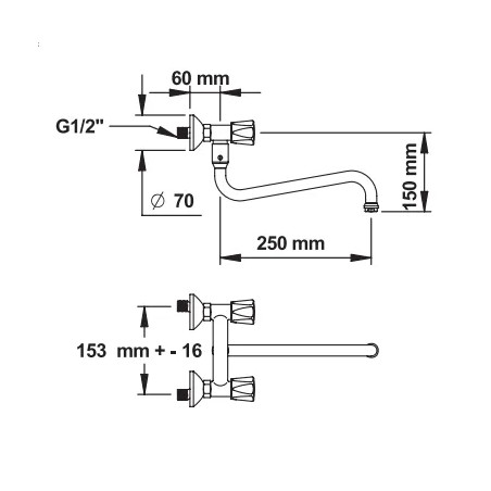 Mélangeur murale pour cuisine professionnelle 6860H.