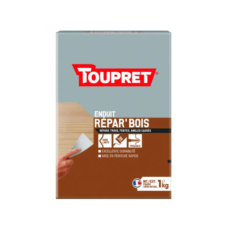 Enduit rebouchage bois intérieur et extérieur, poudre de 1kg 