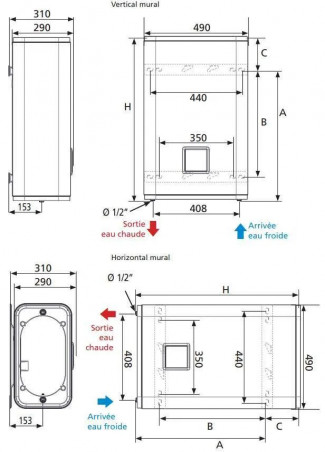 Chauffe-eau électrique 75L vertical stéatite monophasé ACI