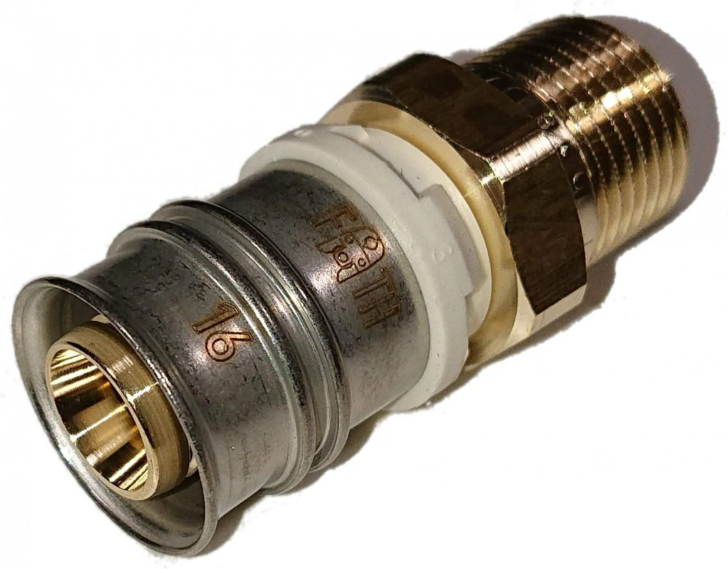 Brass nickel-plated multi-layer male fitting 12X17/16mm, lead-free