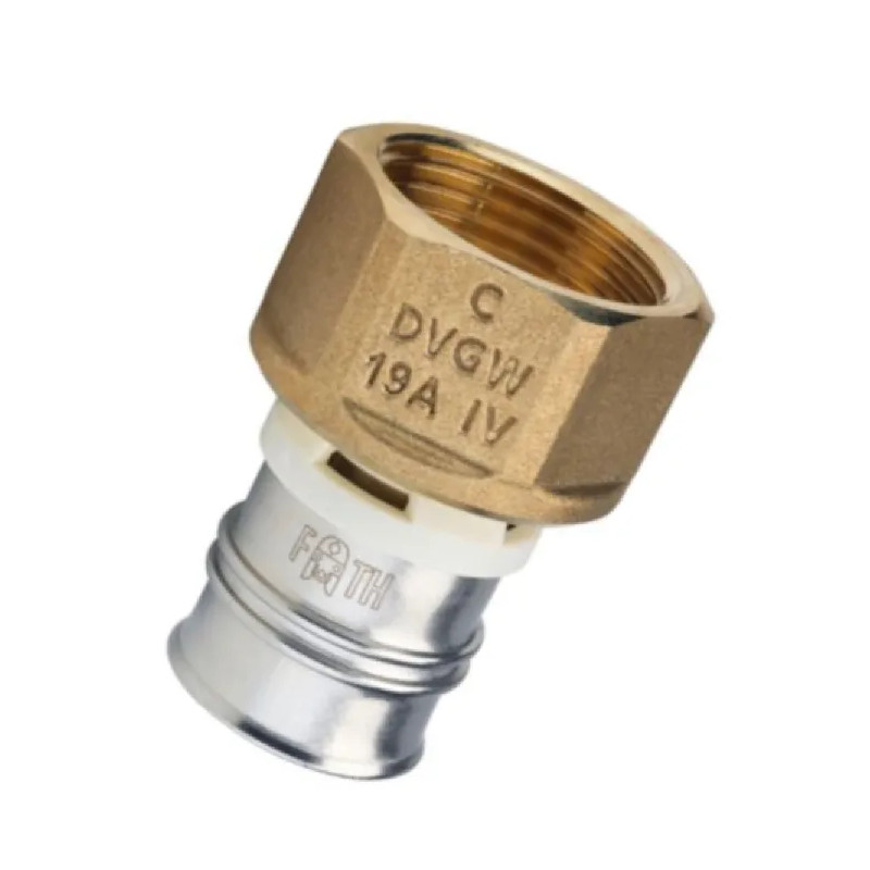 Fixed brass multilayer female fitting 26x34/26mm without lead