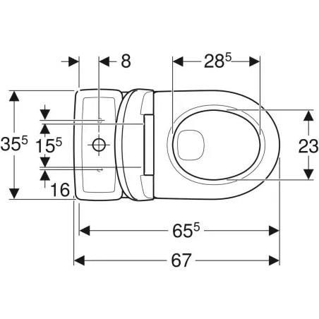 Paquete de WC de pie GEBERITRenova, salida horizontal, asiento estándar