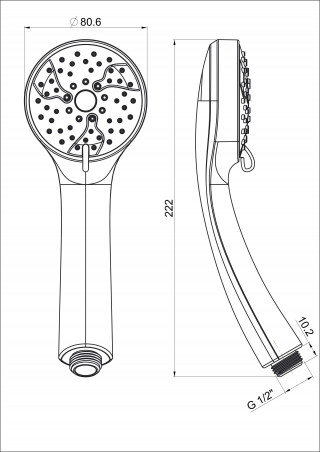 Handbrause Fresh 3-strahlig, Durchmesser 80mm Anti-Kalk