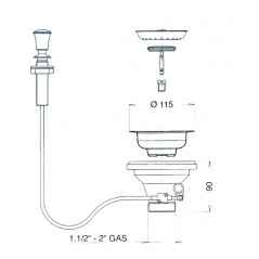 Einzelner Spülbeckenablauf Durchmesser 90mm, automatisch, mit Griff