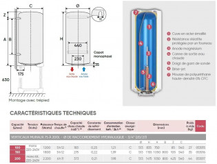 Vertikaler Durchlauferhitzer 100L Atlantic Chaufféo plus Steatite Mono.