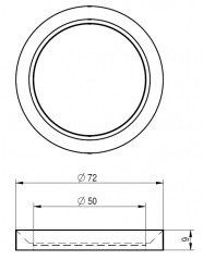 Black gasket 00285B for sink drain, 72x50x9 mm