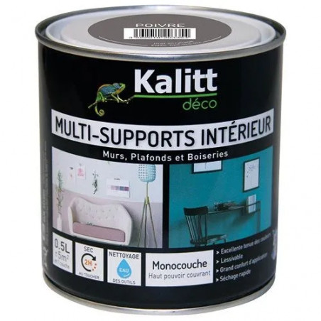 Peinture multi-support mat poivre 0.5 litre 