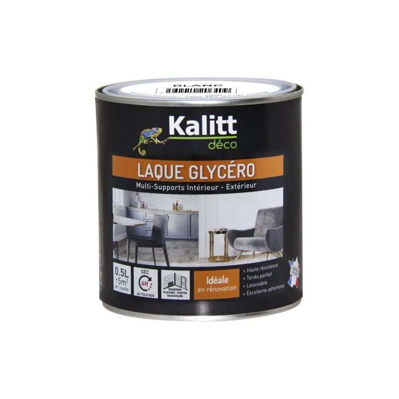 Peinture laque glycéro satin brillant blanc 0.5 litre