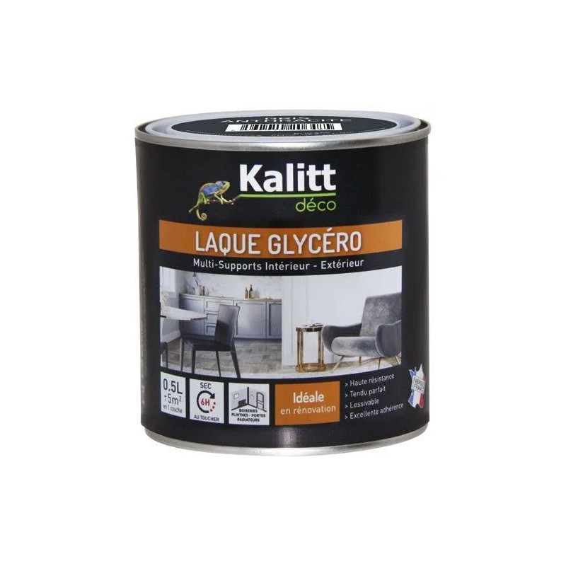 Peinture laque glycéro satin brillant gris 0.5 litre 