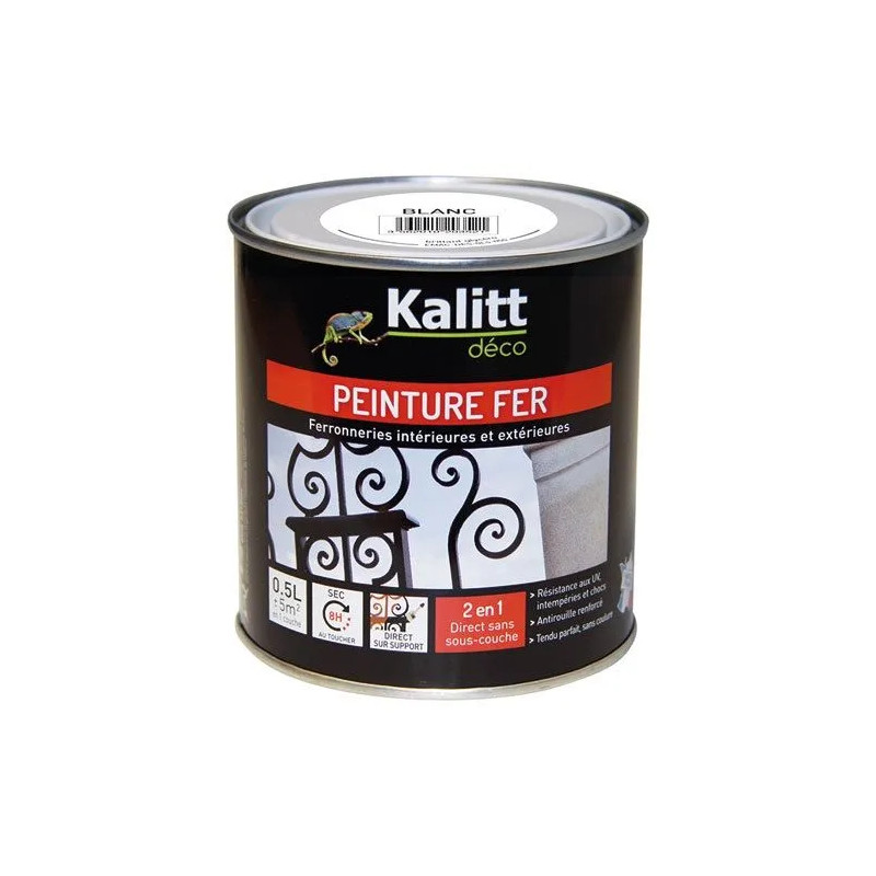 Peinture fer antirouille brillant blanc 0.5 litre 