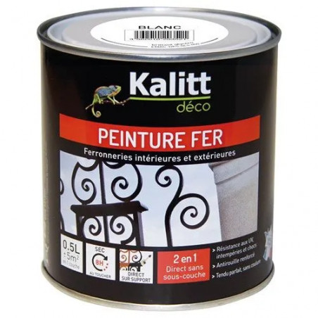 Peinture fer antirouille brillant blanc 0.5 litre 