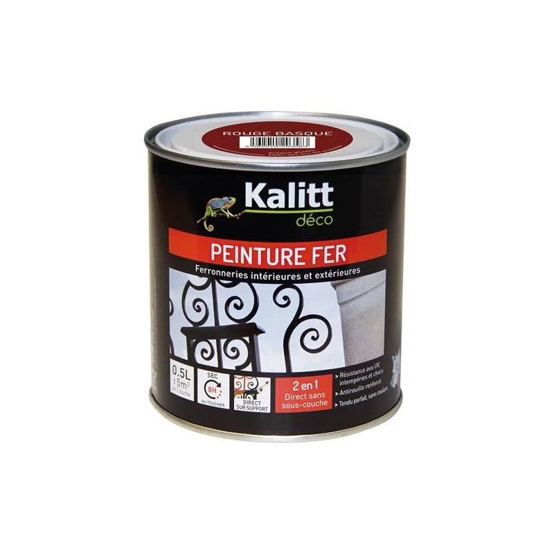 Peinture fer antirouille brillant rouge basque 0.5 litre 