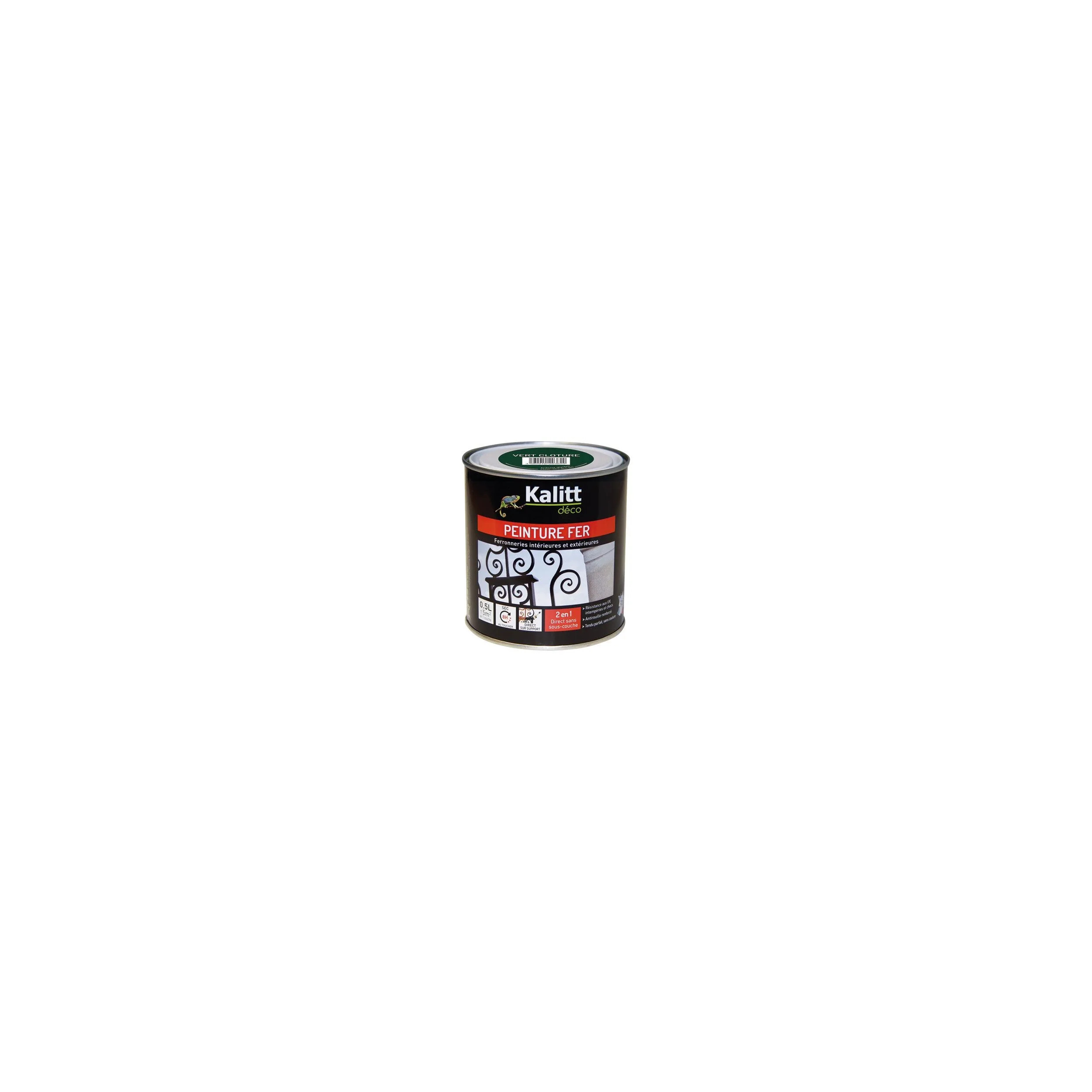 Peinture fer antirouille brillant vert cloture 0.5 litre 