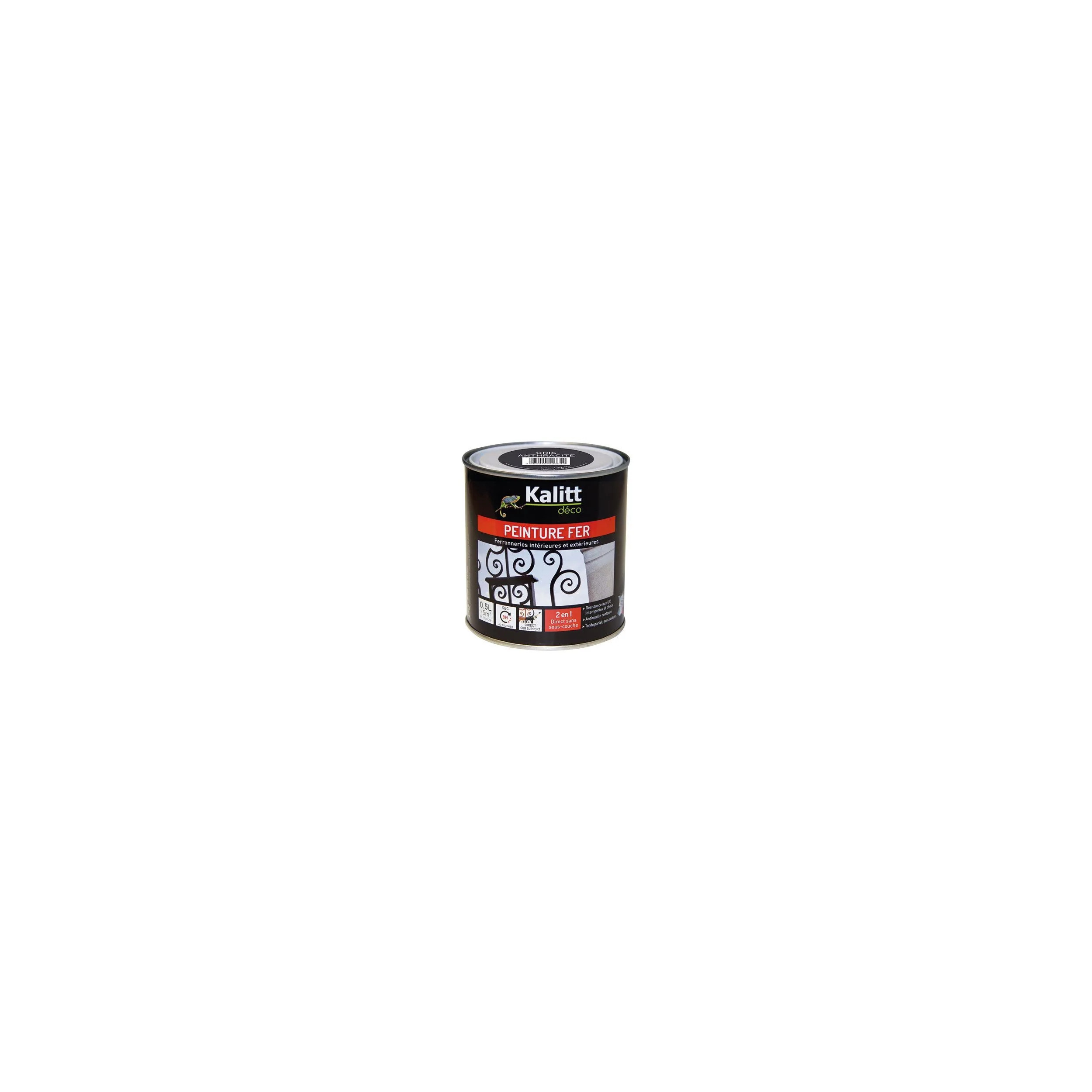 Peinture fer antirouille brillant gris anthracite 0.5 litre 