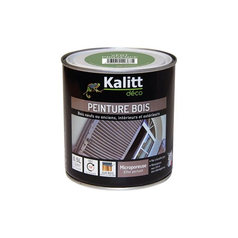 Peinture bois satin vert provence 0.5 litre 