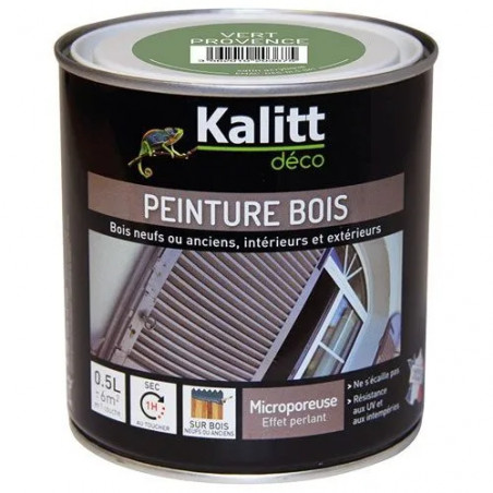 Peinture bois satin vert provence 0.5 litre 