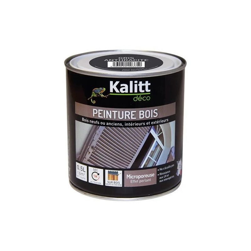 Peinture bois satin gris anthracite 0.5 litre 