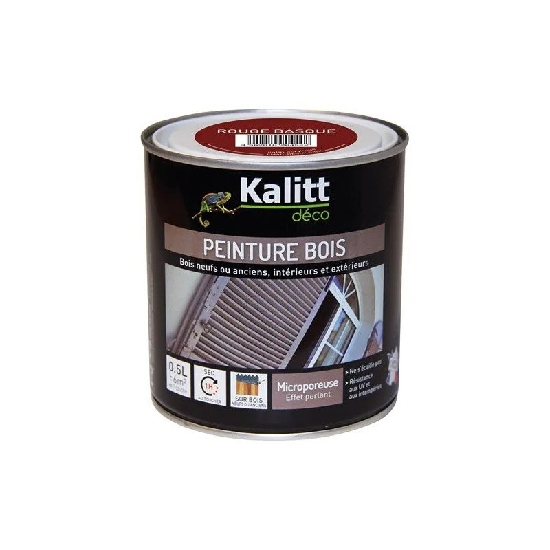 Peinture bois satin rouge basque 0.5 litre 