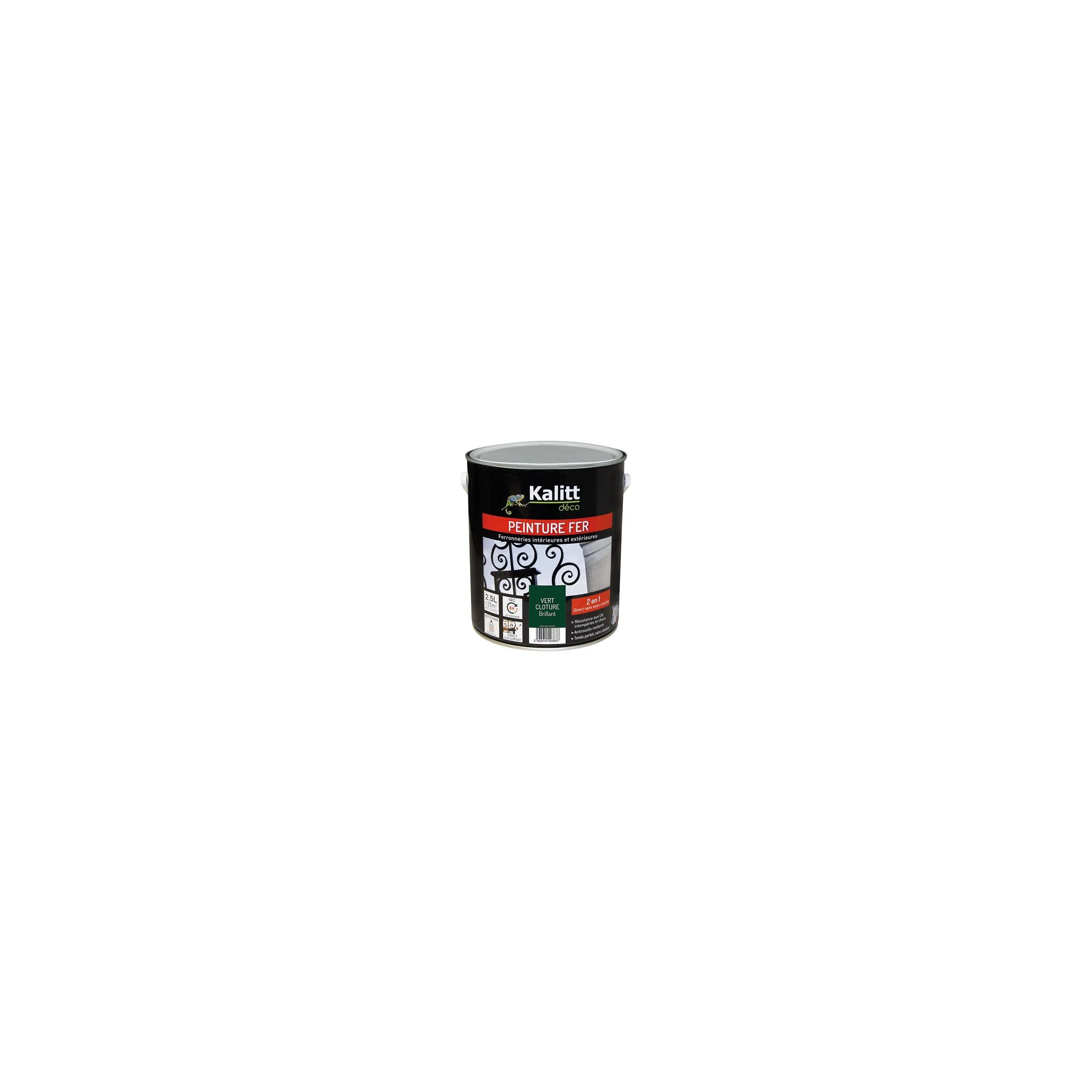 Peinture fer antirouille brillant vert clôture 2.5 litre 