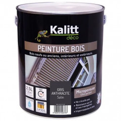 Peinture bois satin gris anthracite 2.5 litre 