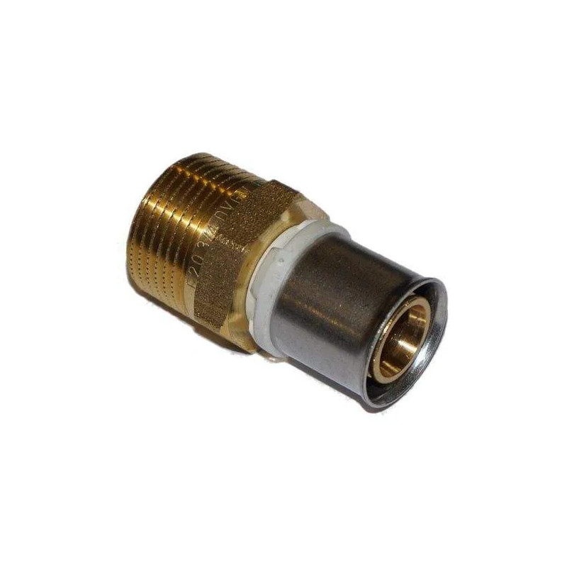 Brass nickel-plated multi-layer fixed male coupling 20x27 / 16mm - lead-free.