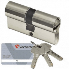 Lock cylinder nickel-plated V6, 30x30 mm, 6 pins, 4 reversible keys