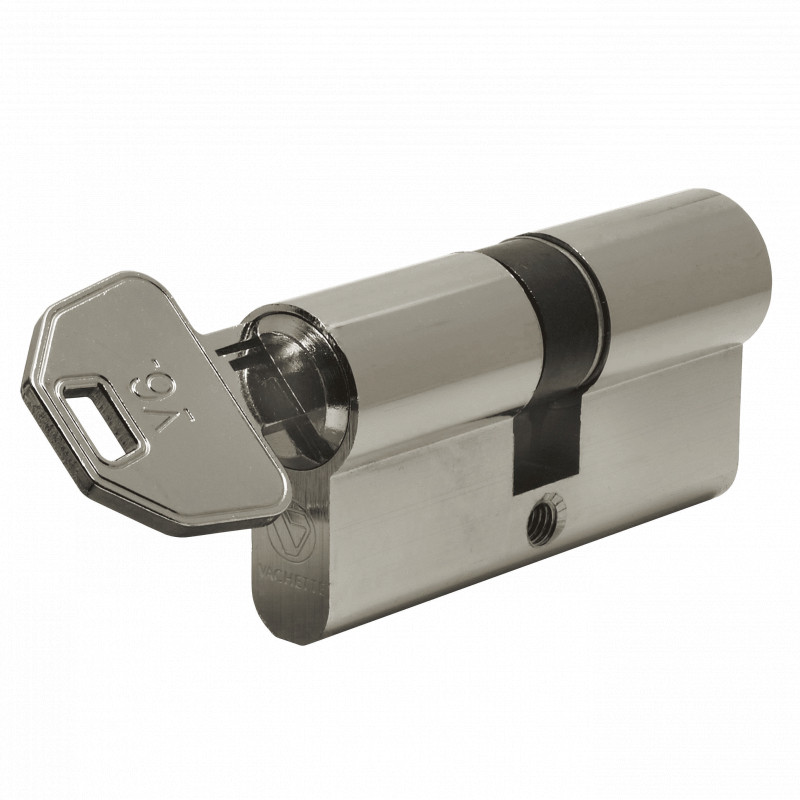 Lock cylinder nickel-plated V6, 30x40 mm, 6 pins, 4 reversible keys