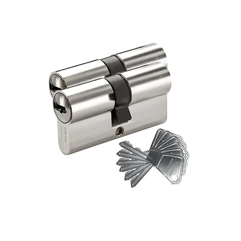 Opening cylinder V5, 2 cylinders nickel-plated, 30 x 30 mm, 5 pins, 3 keys