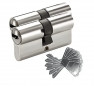 Opening cylinder V5, 2 cylinders nickel-plated, 30 x 30 mm, 5 pins, 3 keys